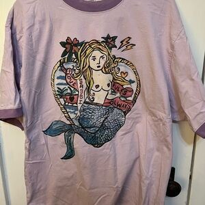 Sabbi Oversized Purple Mermaid Graphic Tee